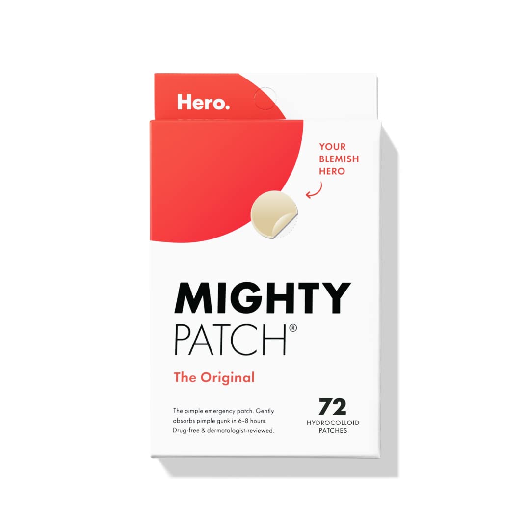 Mighty Patch Original Patch from Hero Cosmetics - #1 Hydrocolloid Acne Pimple Patches for Face, Shrinking Zits & Whiteheads in 1 Use, Nighttime Spot Pimple Stickers for Face, 75 Count