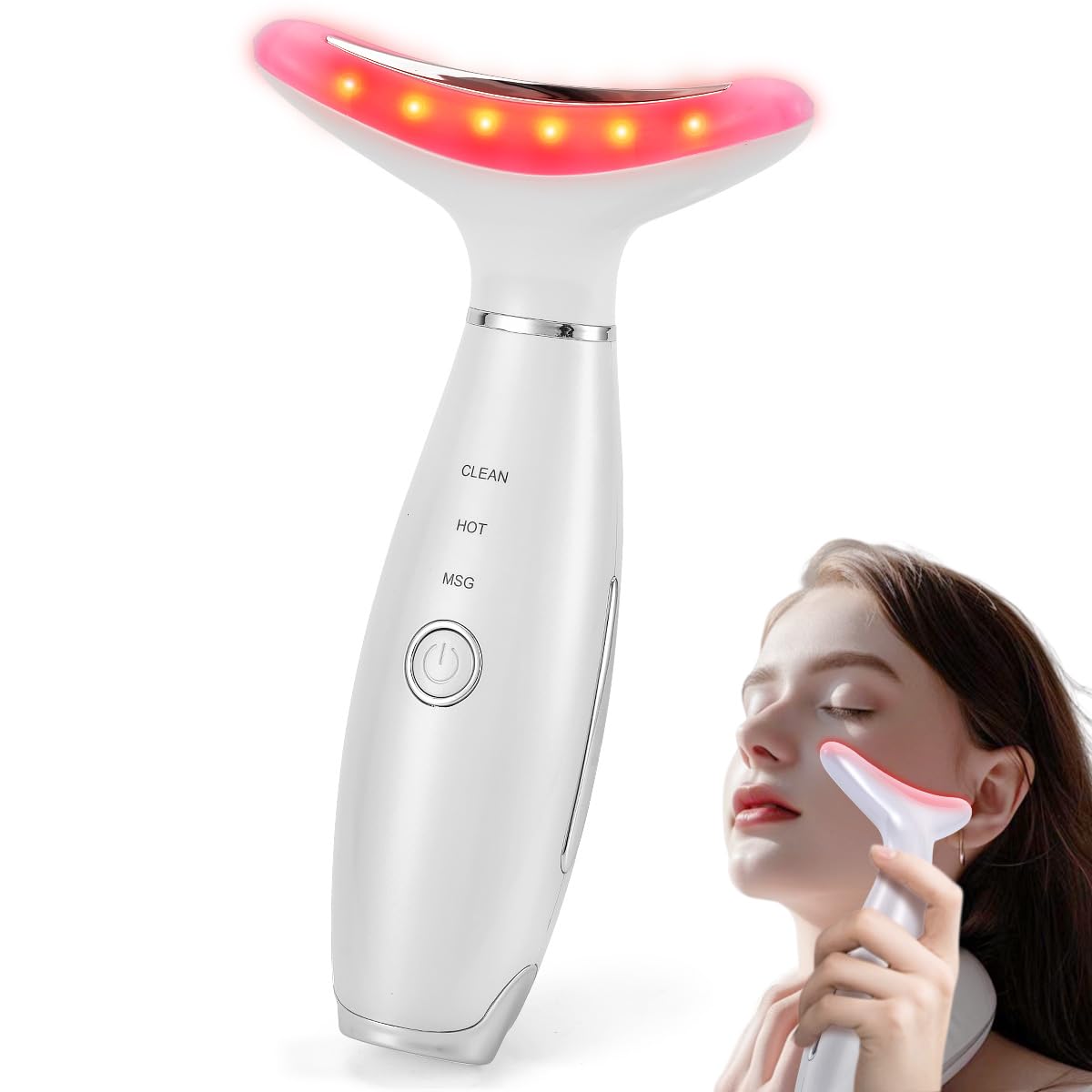 LATME Facial Massager,Neck Face Massager Tool,3 Mode Massage with Heat,Portable Beauty Instrument for Skin Care Women Gift (Gradient Pink)