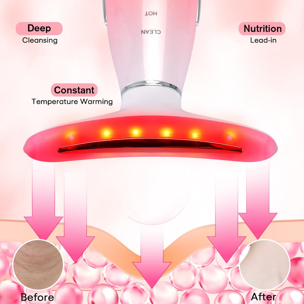 LATME Facial Massager,Neck Face Massager Tool,3 Mode Massage with Heat,Portable Beauty Instrument for Skin Care Women Gift (Gradient Pink)