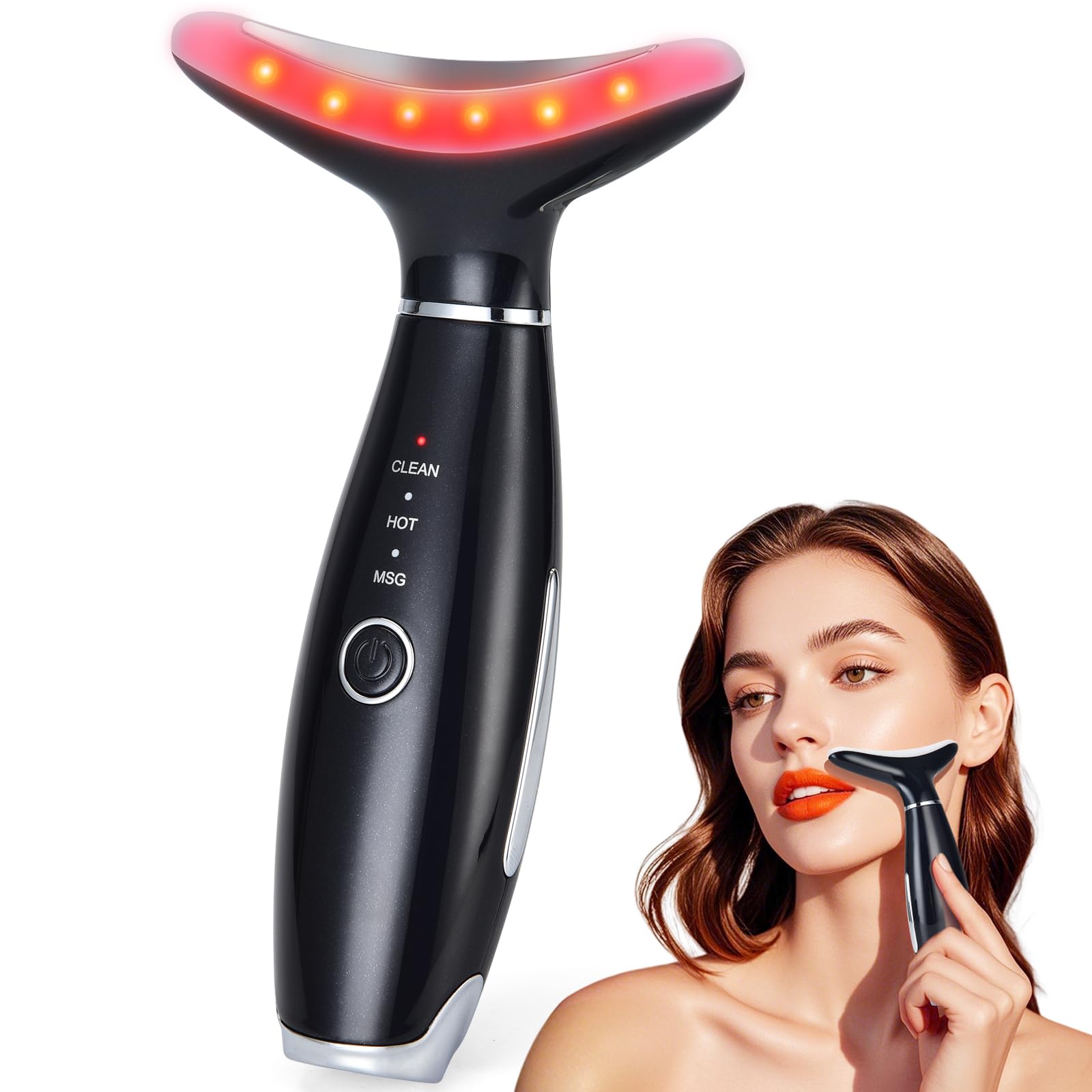 LATME Facial Massager,Neck Face Massager Tool,3 Mode Massage with Heat,Portable Beauty Instrument for Skin Care Women Gift (Gradient Pink)