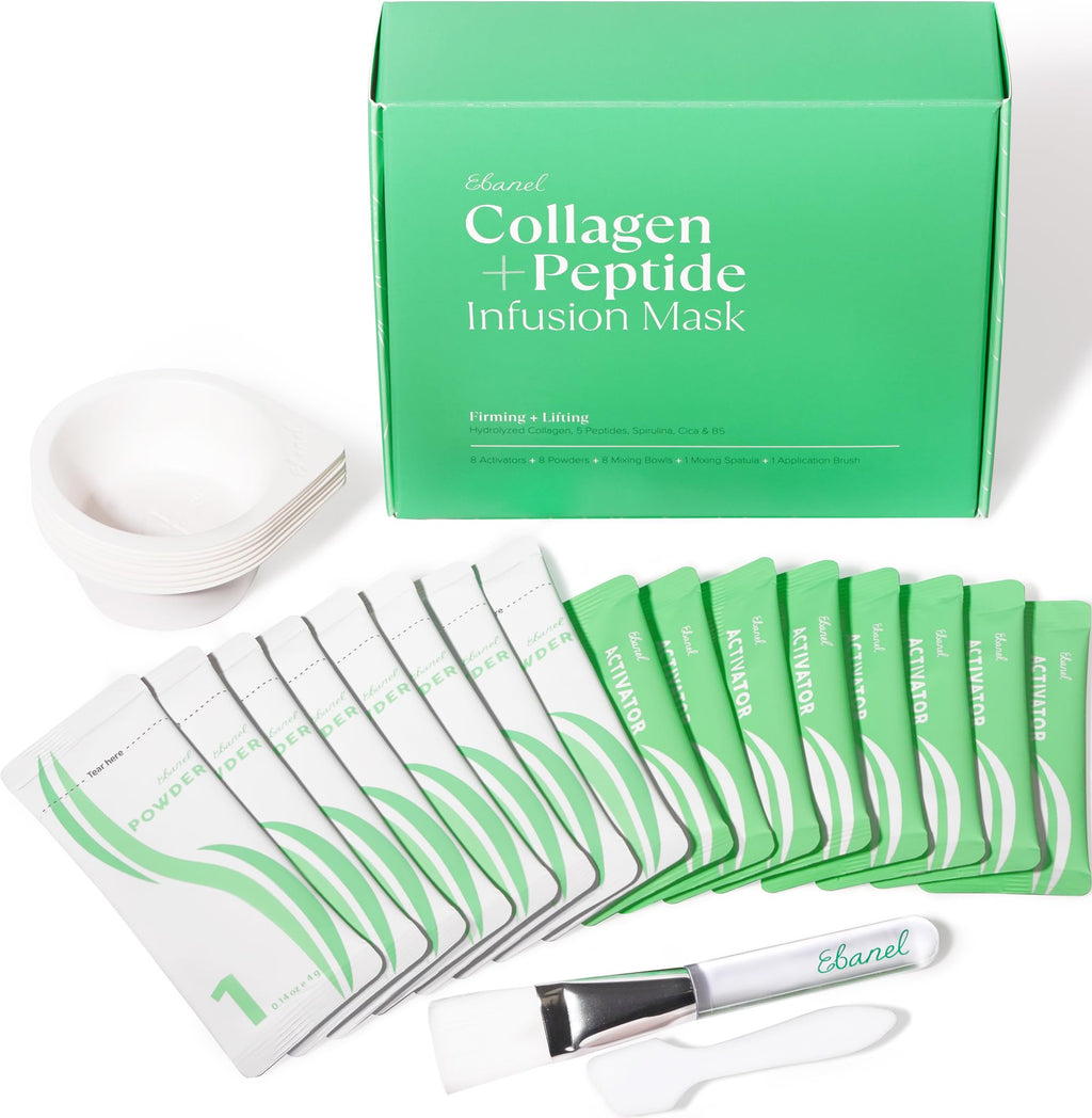 Ebanel 10 Pack Collagen Face Mask with Hyaluronic Acid, Vitamin C, Peptide, Aloe, Instant Brightening Hydrating Face Masks Skincare Korean Sheet Mask, Skin Firming, Lifting Anti Aging Facial Masks