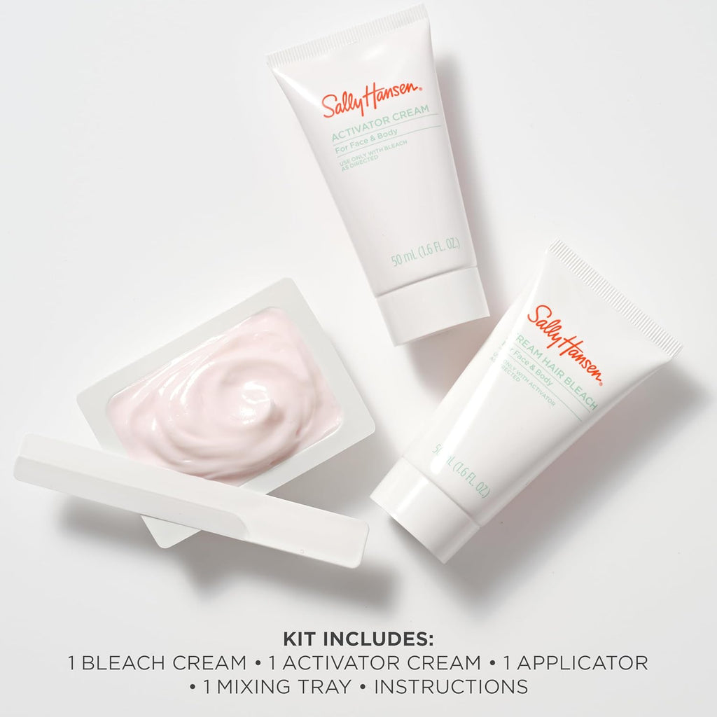 Sally Hansen Bleach Cream for Facial & Body Hair Removal | Vegan Formula with Glycerin | All Skin Types