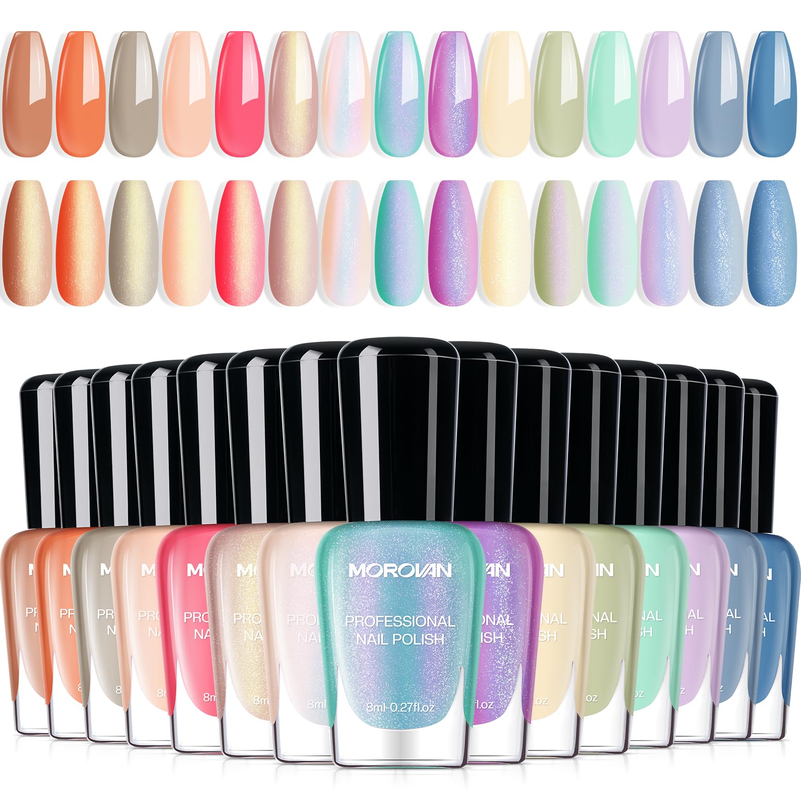 Morovan 15 Bright Color 0.27oz Air Quick Dry Nail Polish Gift Set for Women