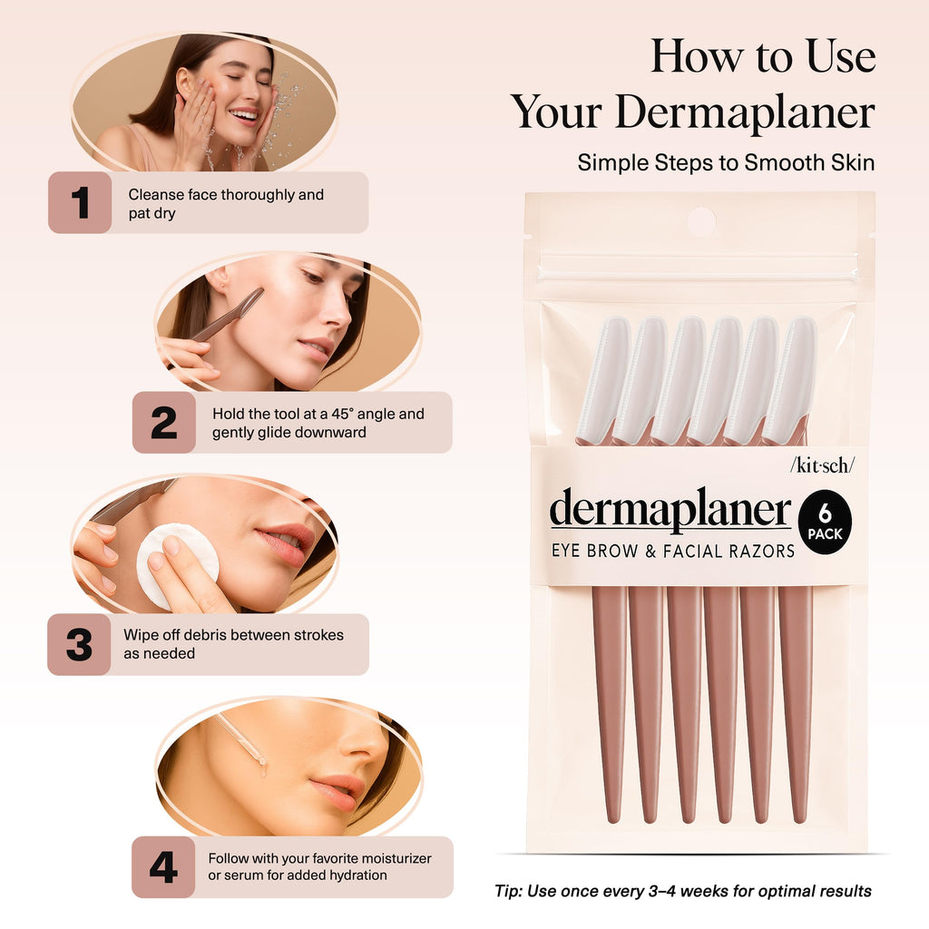 Kitsch Dermaplane Razor for Women Face – Face Razors for Women & Men, Eyebrow Trimmer & Face Shaver – Exfoliating Facial Razor & Skin Care Tool for Smoother Skin - Black, 12 pcs