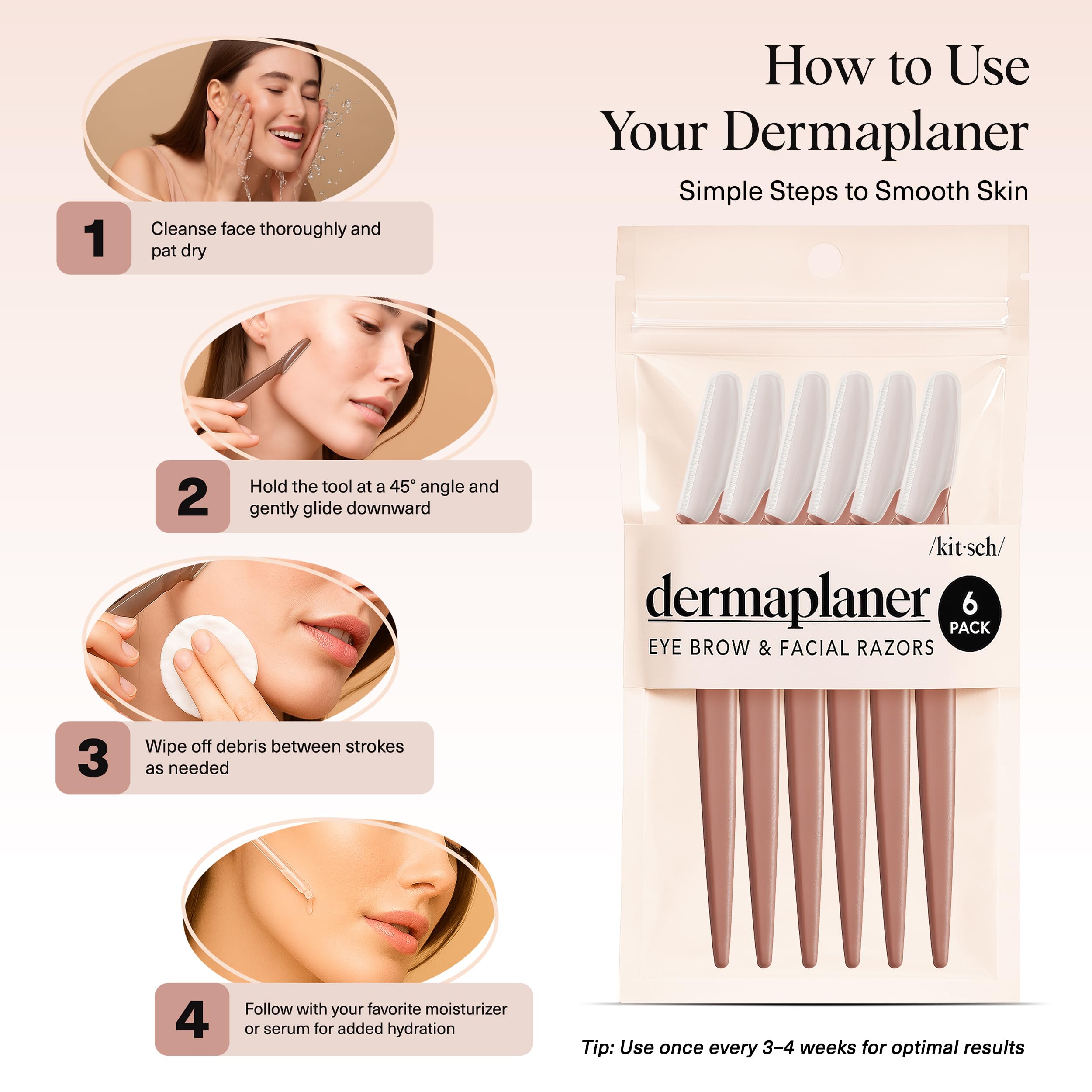 Kitsch Dermaplane Razor for Women Face – Face Razors for Women & Men, Eyebrow Trimmer & Face Shaver – Exfoliating Facial Razor & Skin Care Tool for Smoother Skin - Black, 12 pcs