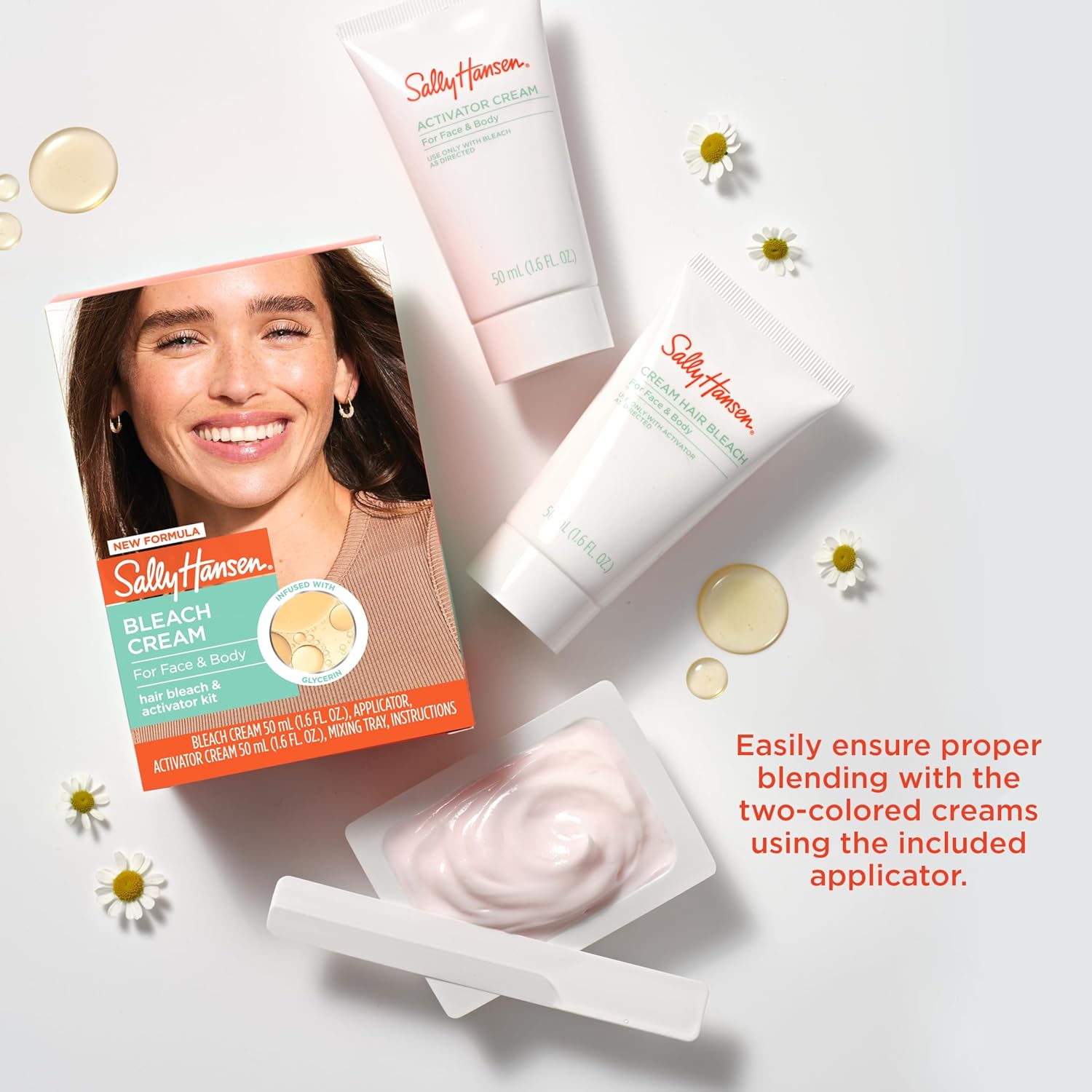 Sally Hansen Bleach Cream for Facial & Body Hair Removal | Vegan Formula with Glycerin | All Skin Types