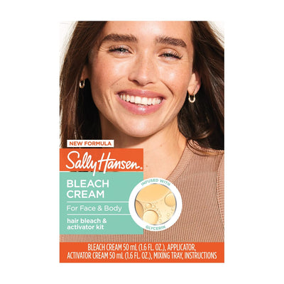 Sally Hansen Bleach Cream for Facial & Body Hair Removal | Vegan Formula with Glycerin | All Skin Types