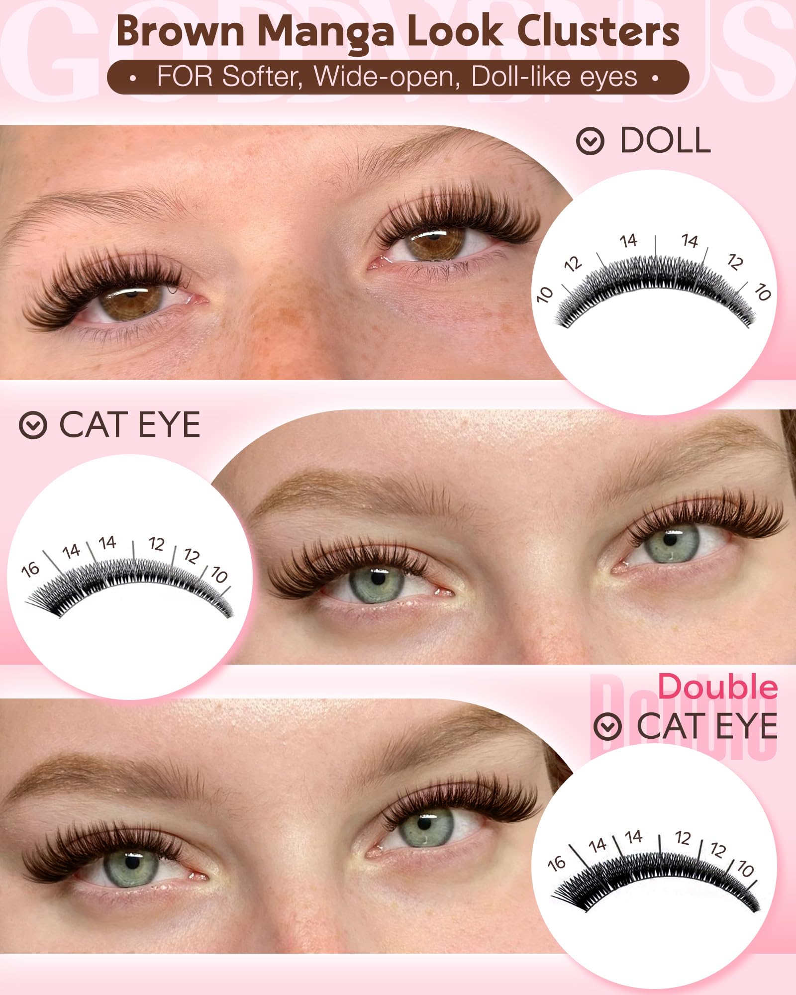 250Pcs Natural Lash Clusters Kit Cluster Eyelash Extensions Kit Wispy DIY C Curl Individual Lashes Clusters With Bottom Eyelashes