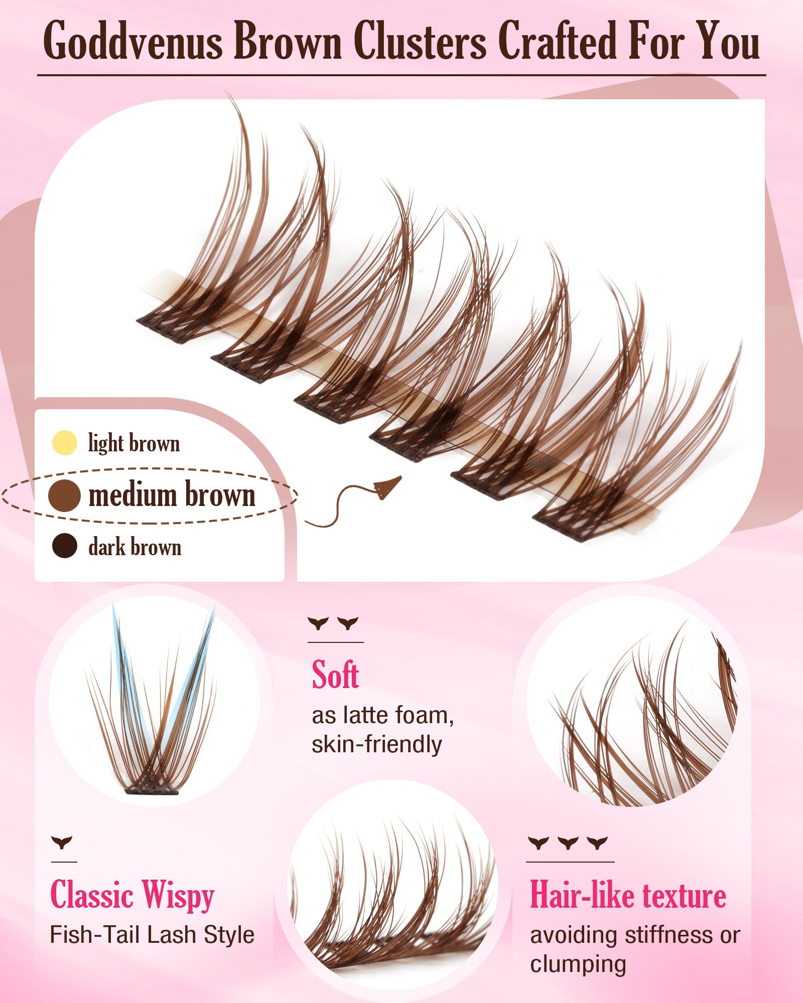 250Pcs Natural Lash Clusters Kit Cluster Eyelash Extensions Kit Wispy DIY C Curl Individual Lashes Clusters With Bottom Eyelashes