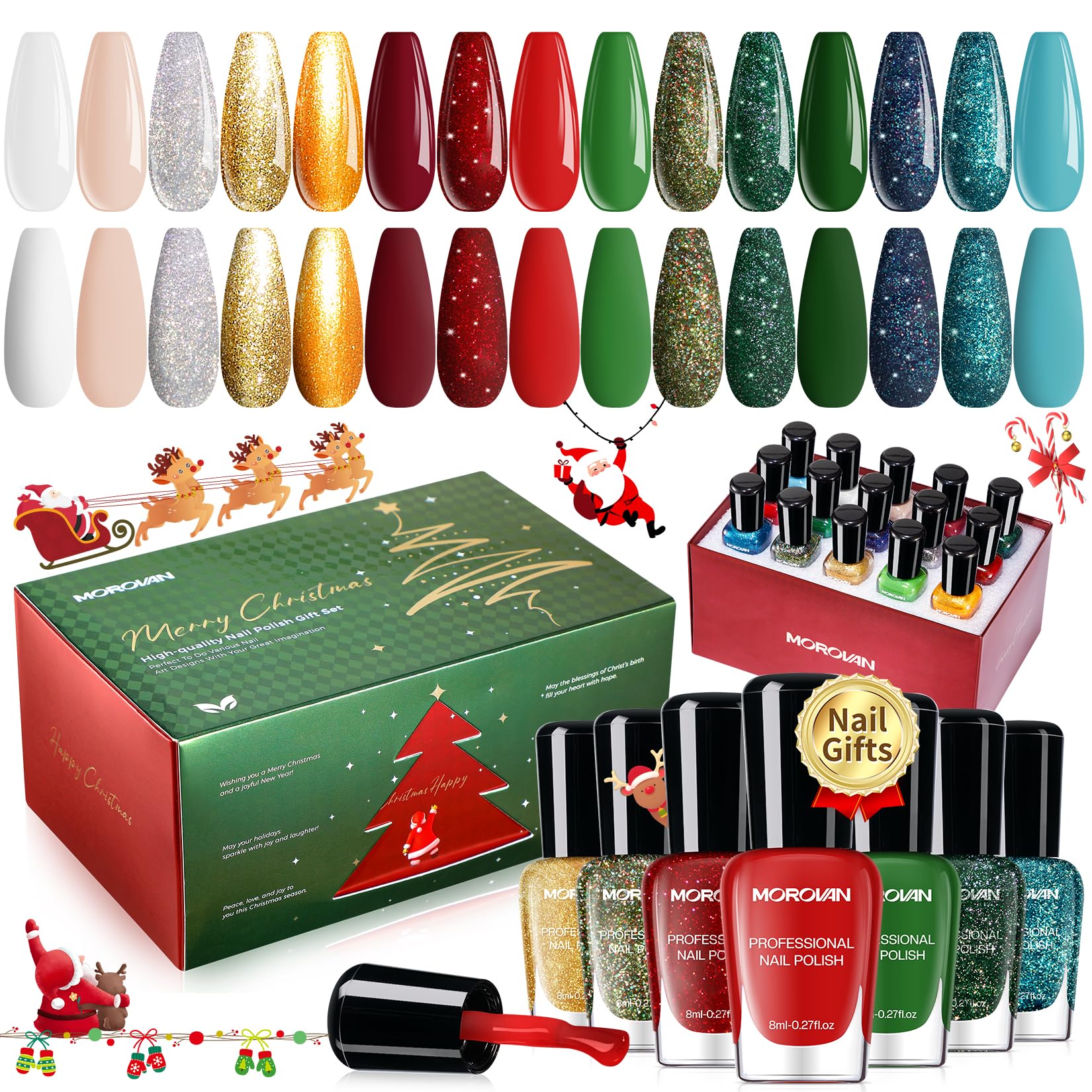 Morovan 15 Bright Color 0.27oz Air Quick Dry Nail Polish Gift Set for Women