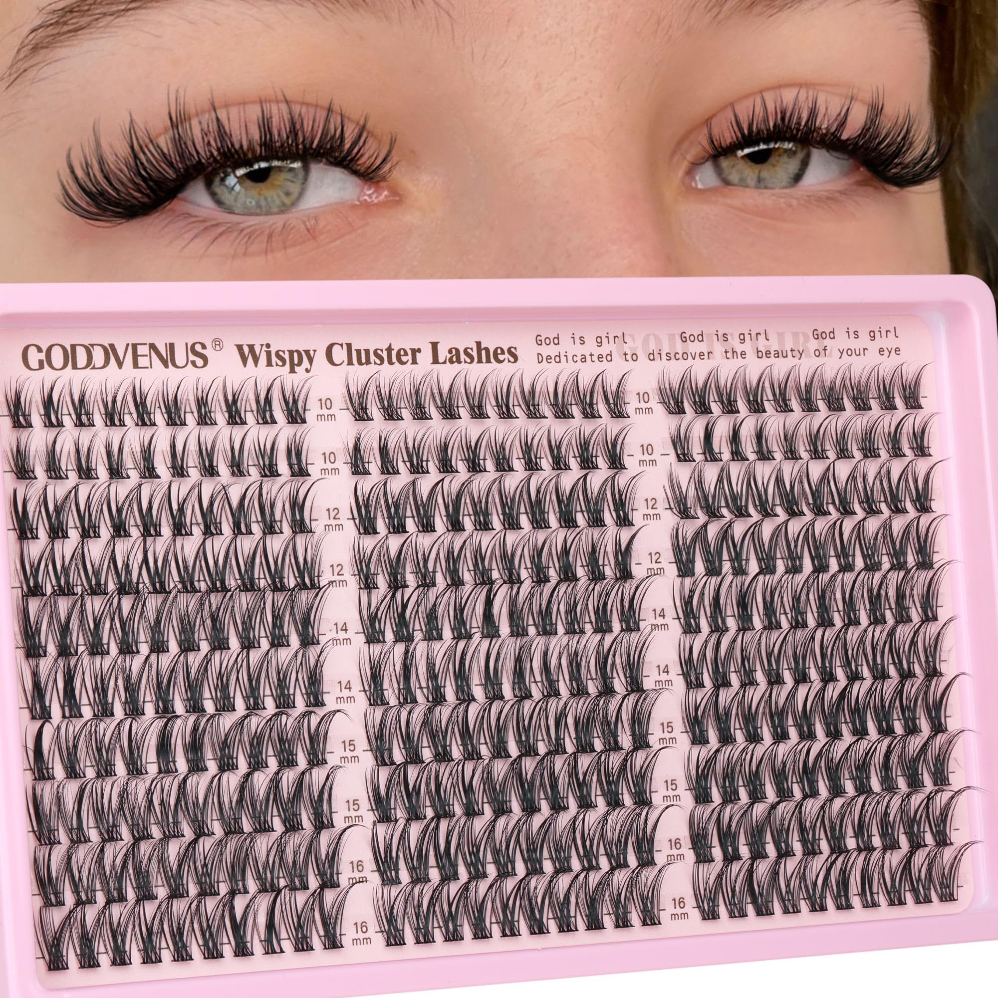 250Pcs Natural Lash Clusters Kit Cluster Eyelash Extensions Kit Wispy DIY C Curl Individual Lashes Clusters With Bottom Eyelashes