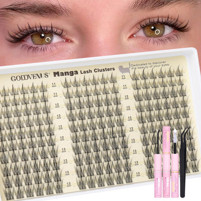 250Pcs Natural Lash Clusters Kit Cluster Eyelash Extensions Kit Wispy DIY C Curl Individual Lashes Clusters With Bottom Eyelashes