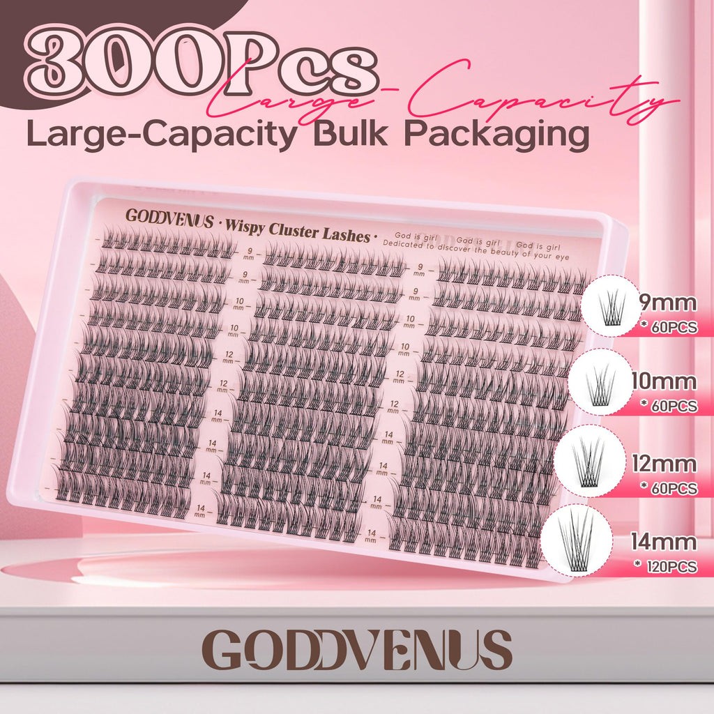 250Pcs Natural Lash Clusters Kit Cluster Eyelash Extensions Kit Wispy DIY C Curl Individual Lashes Clusters With Bottom Eyelashes